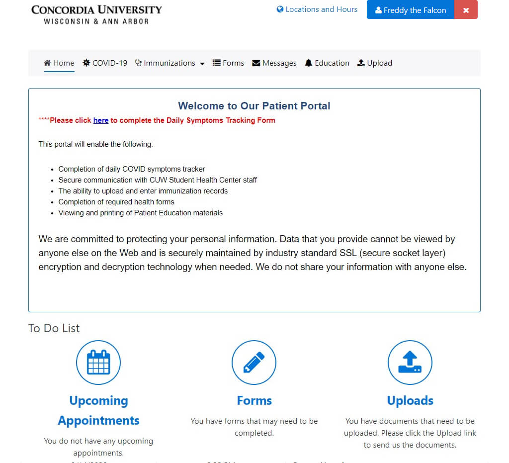 Screenshot of the Medicat portal home page